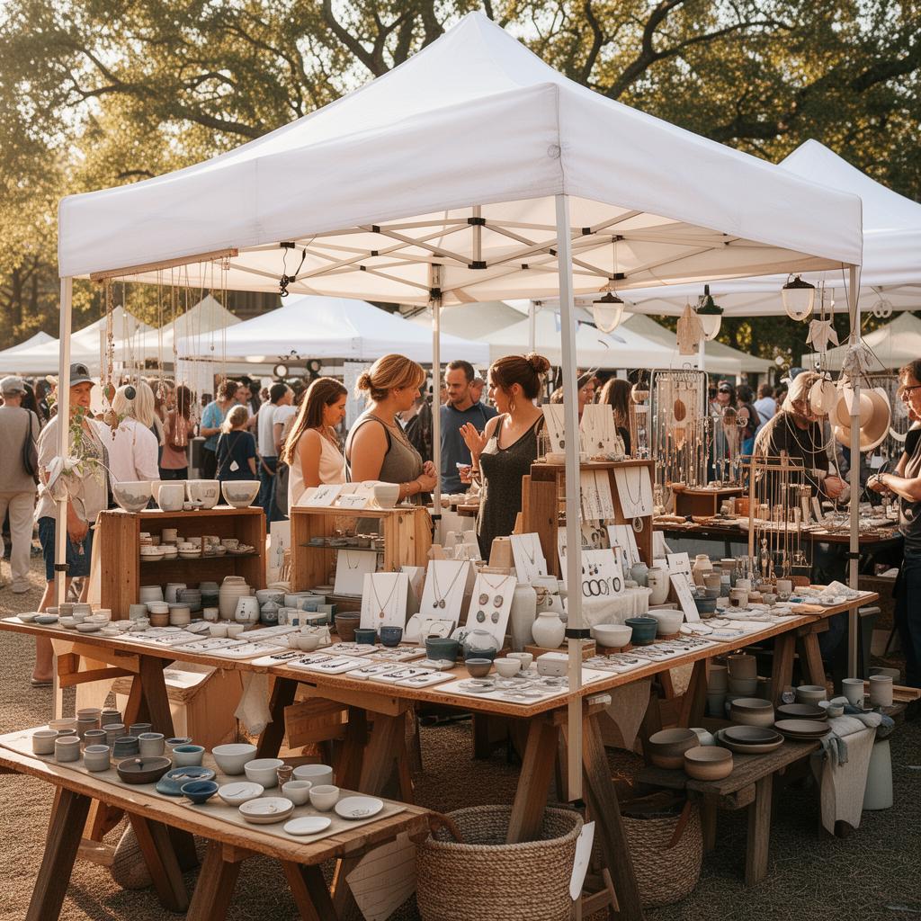Curated craft vendor booth with handmade goods